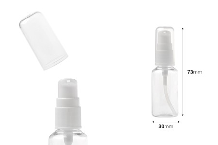 PET flašica 30mL za kreme sa pumpicom i providnim zatvaračem - 12 kom-dimenzije_slike