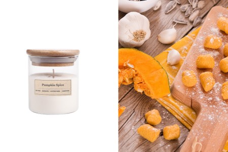 Pumpkin spice - Aromatična sveća od sojinog voska sa drvenim fitiljem (110gr)-slika_proizvoda