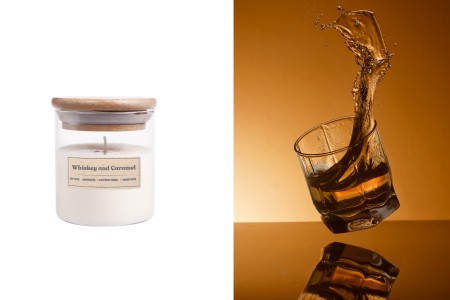 Whiskey and Caramel - Aromatična sveća od sojinog voska sa drvenim fitiljem (110gr)-slika_proizvoda