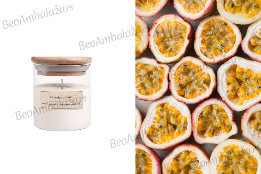 Marakuja - Aromatična sveća od sojinog voska sa drvenim fitiljem (110gr)