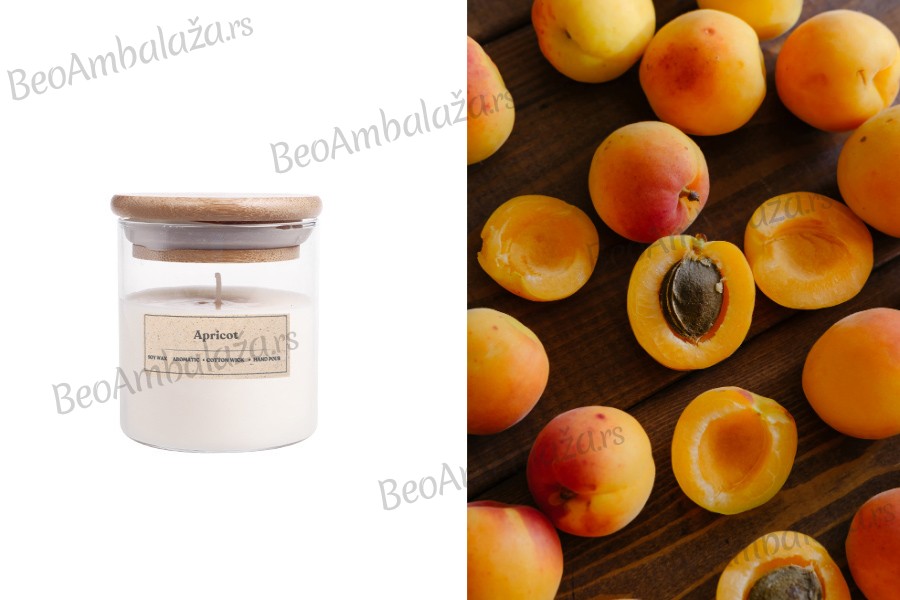 Apricot - Aromatična sveća od sojinog voska sa pamučnim fitiljem (110gr)