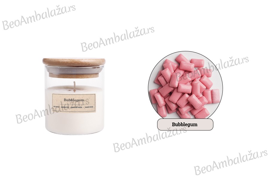 Bubblegum - Aromatična sveća od sojinog voska sa pamučnim fitiljem (110gr)