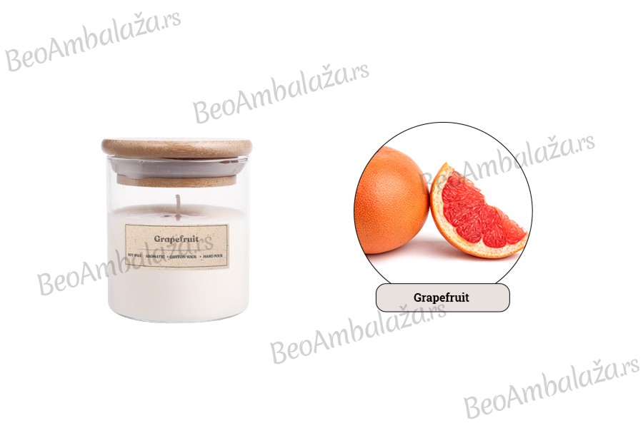 Grapefruit - Aromatična sveća od sojinog voska sa pamučnim fitiljem (110gr)