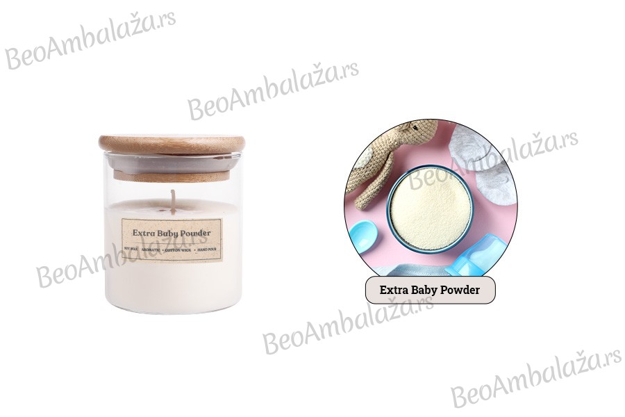 Extra Baby Powder - Aromatična sveća od sojinog voska sa pamučnim fitiljem (110gr)