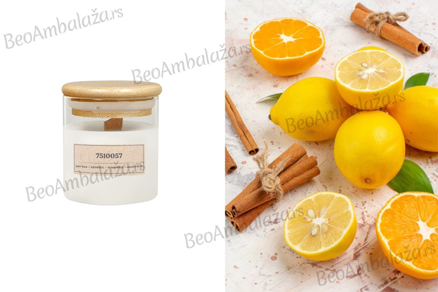 Sunny Elegance - Aromatična sveća od sojinog voska sa drvenim fitiljem (110gr)