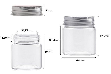 Staklena flašica 50mL sa aluminijumskim zatvaračem - 12 kom-2