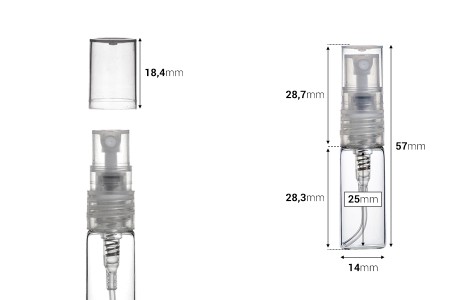 Staklena bočica za parfeme 3mL sa sprejom i plastičnim zatvaračem - 6 kom-dimenzije_slike