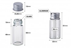 Staklena flašica 10mL sa aluminijumskim zatvaračem - 12 kom