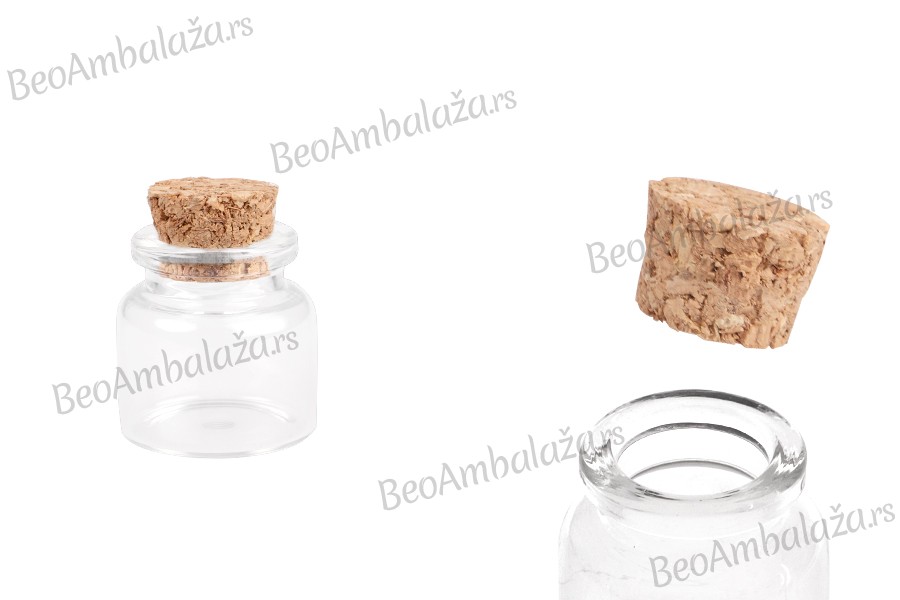 Staklena flašica sa plutanim čepom za poklončiće 10mL, 30x35 mm - 12 kom