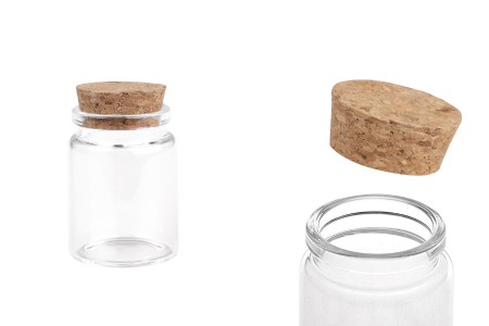 Staklena flašica sa plutanim čepom za poklončiće 40mL, 37x56 mm - 12 kom-slika_proizvoda