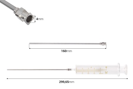 Stakleni špric 20mL sa metalnom iglom-dimenzije_slike