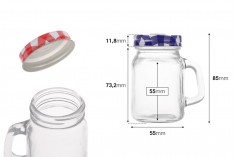 Tegla sa drškom 100mL sa metalnim zatvaračem u dve boje, sa rupom za slamčicu                            