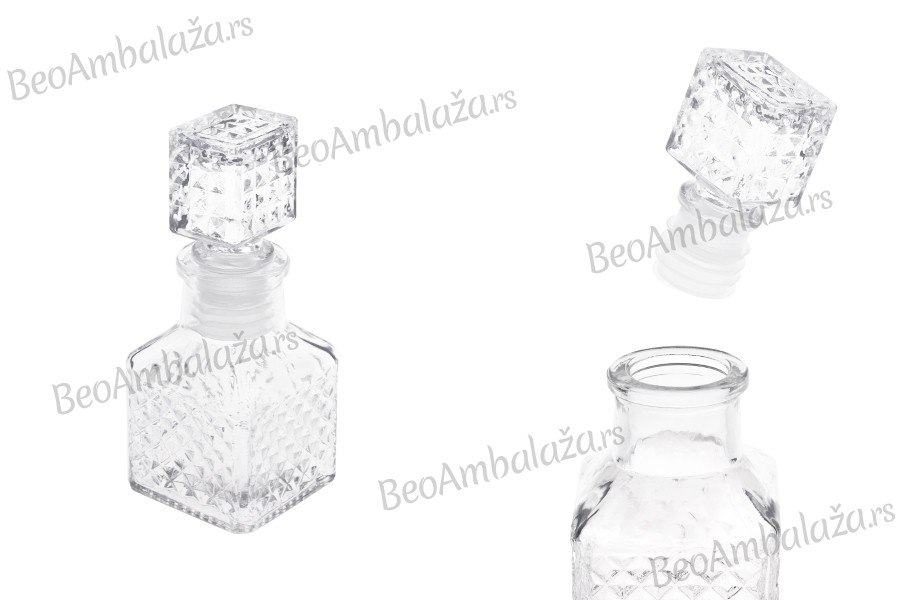Reljefasta minijaturna boca 60mL, sa staklenim zatvaračem