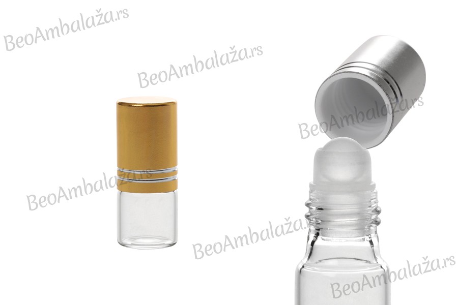 Staklena roll-on bočica 2mL sa zatvaračem - 6 kom