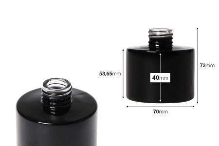 Staklena crna cilindrična bočica 100mL PP 28-2