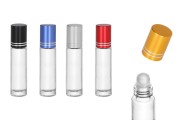 Staklena providna roll-on bočica 10mL sa staklenom kuglicom i zatvaračem u raznim bojama - 12 kom