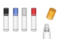 Staklena providna roll-on bočica 10mL sa staklenom kuglicom i zatvaračem u raznim bojama - 12 kom