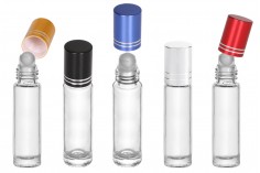 Staklena providna roll-on bočica 10mL sa staklenom kuglicom i zatvaračem u raznim bojama - 12 kom