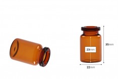 Staklena bočica 5mL karamel boje, za proizvode u farmaciji i homeopatiji, bez zatvarača - 12 kom