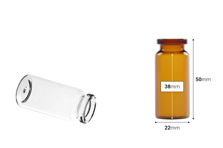 Staklena bočica 10mL karamel boje ili providna, za proizvode u farmaciji i homeopatiji, bez zatvarača - 12 kom-dimenzije_slike