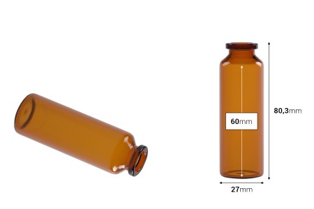 Staklena bočica 30mL karamel boje, za proizvode u farmaciji i homeopatiji, bez zatvarača - 12 kom-dimenzije_slike