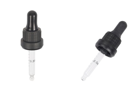 Pipeta od 15mL sa crnim i širokim sigurnosnim zatvaračem, oznakama za zapreminu i MAT ili sjajnom crnom gumicom - pojedinačno pakovanje-slika_proizvoda