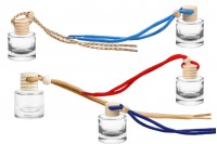Staklena cilindrična bočica 10ml sa plastičnim čepom, drvenim zatvaračem, za osveživač automobila - 25 komada