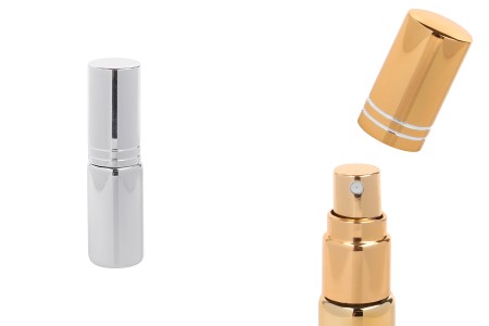 Stakleni tester za parfeme 5mL, sa sprejom i sa aluminijumskom oblogom u zlatnoj ili srebrnoj boji - 6 kom-1