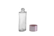 Staklena flašica za losion 100mL, sa roze aluminijumskim zatvaračem