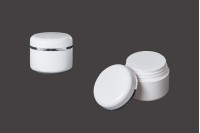 Akrilna bela kutija sa duplim dnom i sa međupoklopcem, 5 ml, pakovanje od 12 komada  