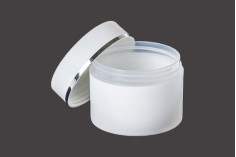 Plastična bela kutija MAT 250mL sa zatvaračem sa širokom srebrnom linijom i zaptivkom - 6 kom