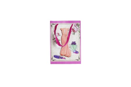 Papirna 3D poklon kesa, sa motivom "narandžasta haljina", veličina "S", 18x15,3x25cm - 12 kom-dimenzije_slike