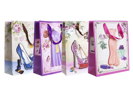 Papirna 3D poklon kesa, sa motivom "narandžasta haljina", veličina "M", 26x10x32cm - 12 kom-grupa_slika