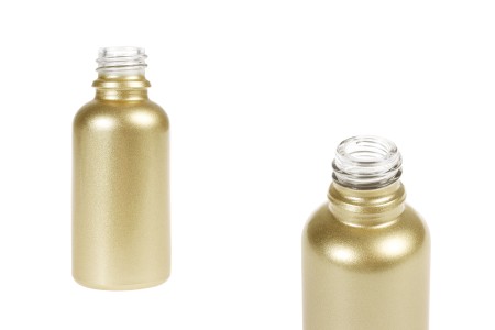 Staklena MAT zlatna bočica za etarska ulja 30mL, sa grlom PP18-slika_proizvoda
