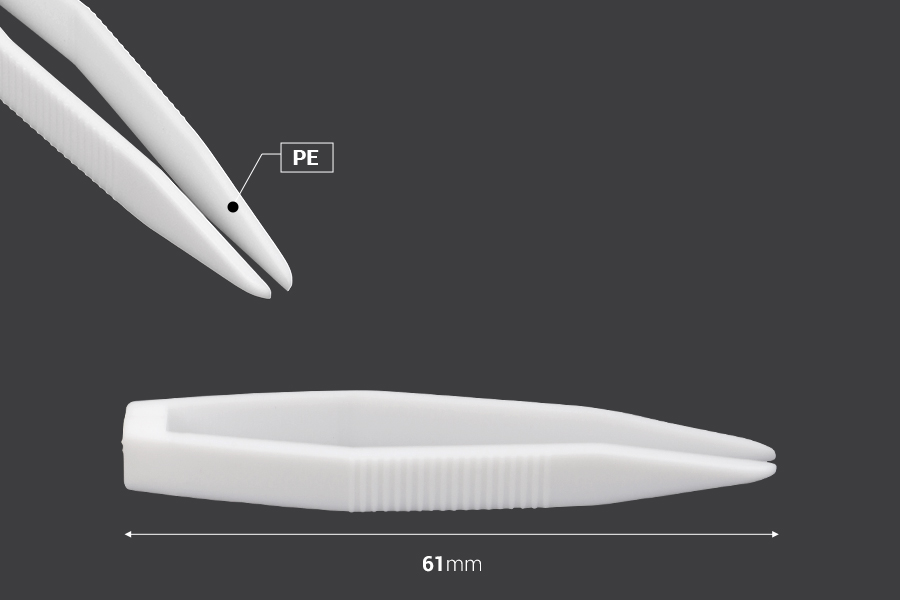Plastična bela PE pinceta 61mm - 24 kom-dimenzije_slike