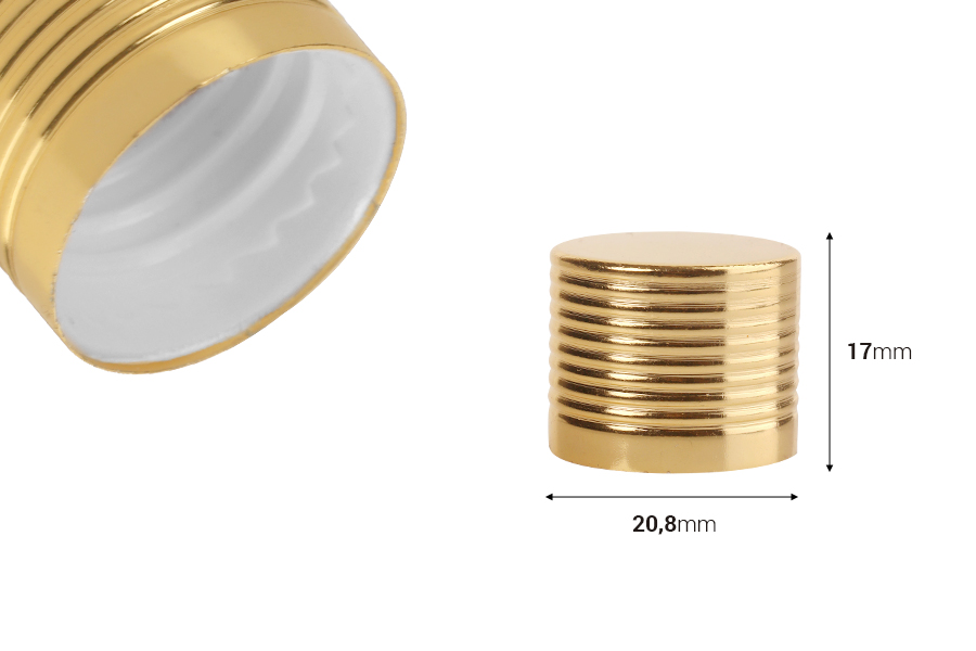 Plastični zatvarač PP18 sa aluminijumskim zlatnim premazom i unutrašnjom zaptivkom - 12 kom-dimenzije_slike