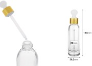 Staklena bočica 50mL sa zlatnom pipetom-dimenzije_slike