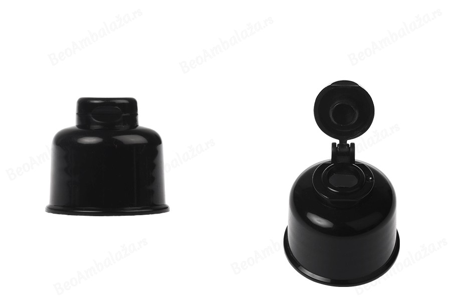 Plastični flip top zatvarač PP24 u crnoj boji-slika_proizvoda