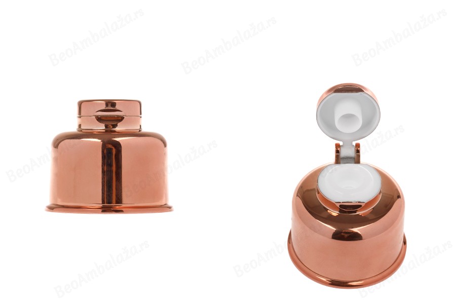 Plastični flip top zatvarač PP28 sa aluminijumskom presvlakom u bronzanoj boji-slika_proizvoda