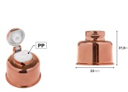 Plastični flip top zatvarač PP28 sa aluminijumskom presvlakom u bronzanoj boji-dimenzije_slike