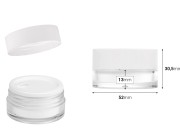 Akrilna kutijica od 25mL u beloj boji, sa zaptivkom i plastičnim međupoklopcem-dimenzije_slike
