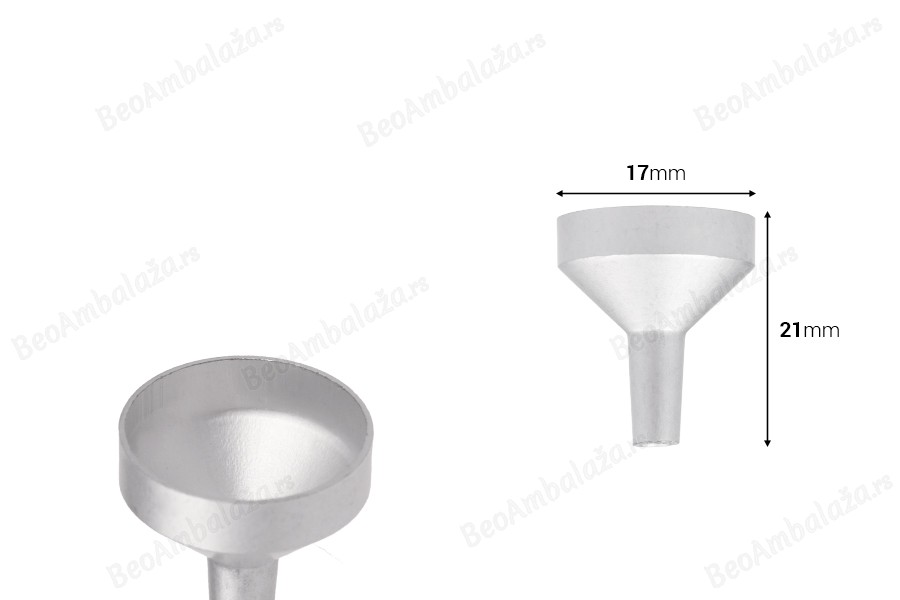 Aluminijumski levak u MAT srebrnoj boji sa prečnikom 17 mm (u donjem delu 4 mm)-dimenzije_slike