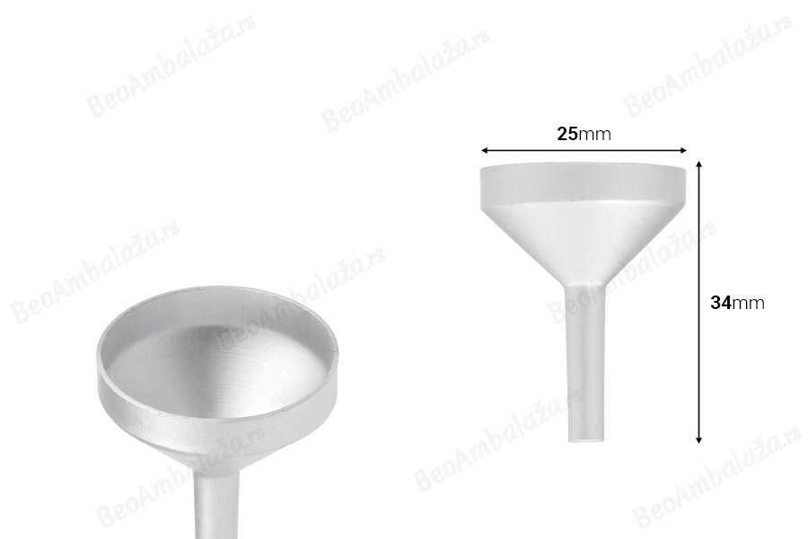 Aluminijumski levak u MAT srebrnoj boji sa prečnikom 25 mm, donji deo 4mm-dimenzije_slike