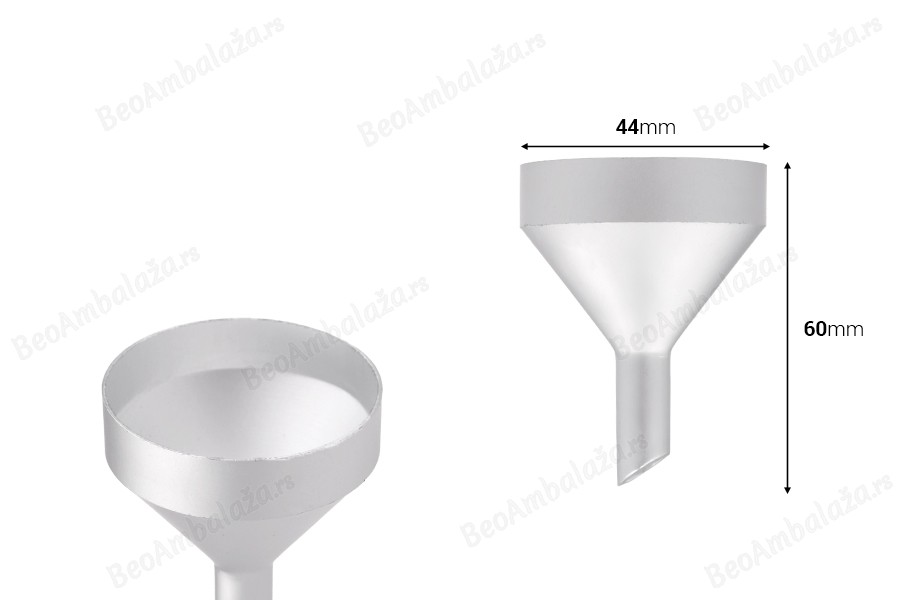 Aluminijumski levak u MAT srebrnoj boji  sa prečnikom  44 mm ( donji deo 10 mm )-dimenzije_slike
