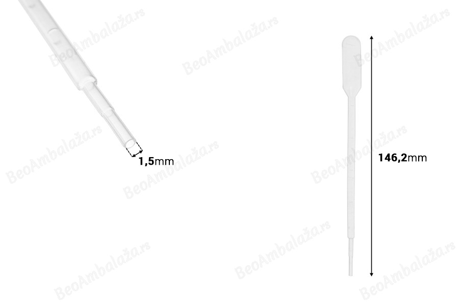 Plastična pipeta 1mL sa mernim oznakama za zapreminu - 100 kom-dimenzije_slike