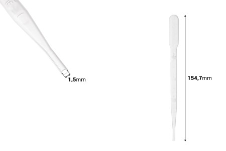Plastična pipeta 3mL sa mernim oznakama za zapreminu - 100 kom-dimenzije_slike