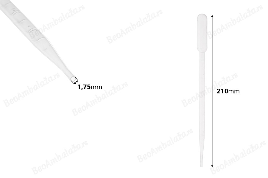 Plastična pipeta 5mL sa mernim oznakama za zapreminu - 100 kom-dimenzije_slike