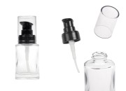 Staklena četvrtasta bočica 30mL za kreme sa crnom plastičnom pumpicom i providnim zatvaračem-slika_proizvoda