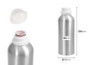 Aluminijumska boca 1000mL, sa plastičnim čepom i navojnim zatvaračem-dimenzije_slike
