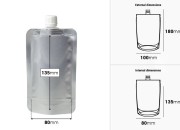 Aluminijumska DoyPack kesica za tečnost od 200ml sa belim plastičnim sigurnosnim zatvaračem – 50 kom-dimenzije_slike